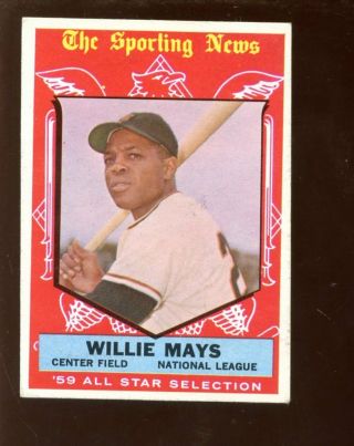 1959 Topps Baseball Card High 563 Willie Mays All Star Exmt