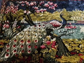 Vintage Peacock Velvet Tapestry Wall Hanging Rug 51 