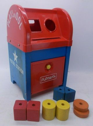 Vintage Playskool Mailbox Postal Station Toy Shape Sorter Pre - School Learning