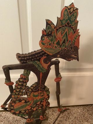 Antique/vintage Indonesian Shadow Puppet Wayang Kulit Hand Carved And Painted