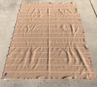 Vintage Pendleton Wool Blanket Tan Stripe Usa 64”x 87” Euc
