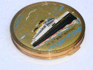 RARE ANTIQUE STRATTON WHITE STAR LINE SHIP MV BRITANNIC POWDER COMPACT 3