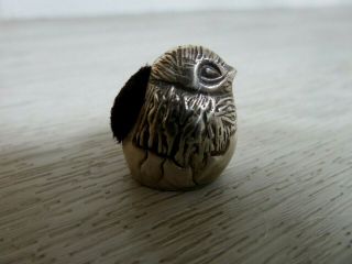 A Fine Solid Sterling Silver Hallmarked Novelty Chick Bird Pincushion