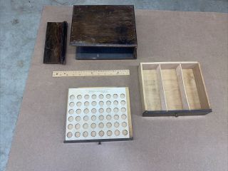 Antique Vintage Wooden 2 Drawer Case Box Universal Monogram Company Chicago Ill.