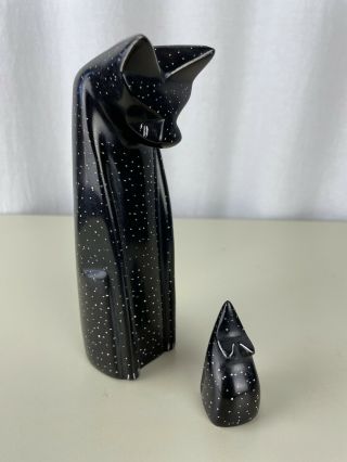 Vintage Cat And Mouse Soapstone Hand Carved Kenya Africa Black Figure 6 " Heavy