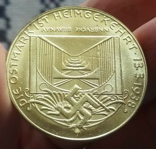 German Medal Third Reichs Coin Braunau 1938 Bronze Souvenir Exonumia Token