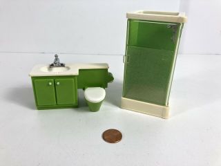 Vintage 70’s Fisher Price Decorator Doll House Furniture Bathroom Shower Sink