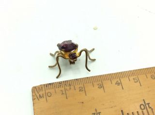 Fantastic Antique Vintage 9ct Rolled Gold Spider Brooch With Amethyst Stones