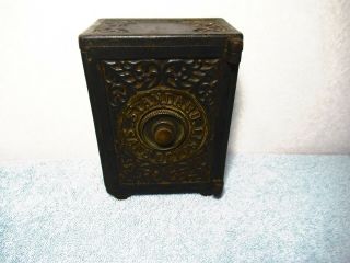 Standard Safe Deposit Antique Cast Iron Coin Bank With Safe Dial Type Opening