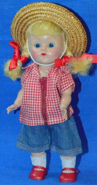 Vintage 7.  5 " Vogue Ginny Doll Strung In Tagged Outfit Pl