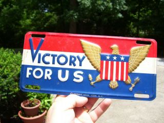 1940s Antique Ww2 Automobile Victory License Plate Vintage Chevy Ford Jalopy Vw