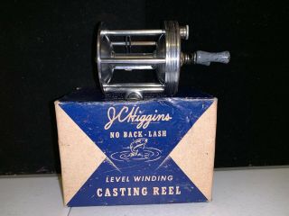 Old Vintage Fishing Rod Reel Engraved Jc Higgins 3104 Collectible Display