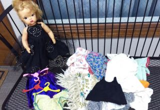 Vintage Terri Lee Doll With A Bunch Of Extra Clothes And A Few Totsy Hangers