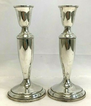 Towle Pair Sterling Silver Candlesticks Weighted 7 1/4 " Tall Dining Wedding Two