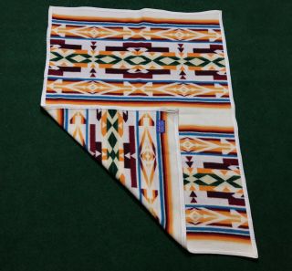 Vintage Beaver State Pendleton Aztec Print Wool Blanket Rug Size 33 " X 43 " Rare