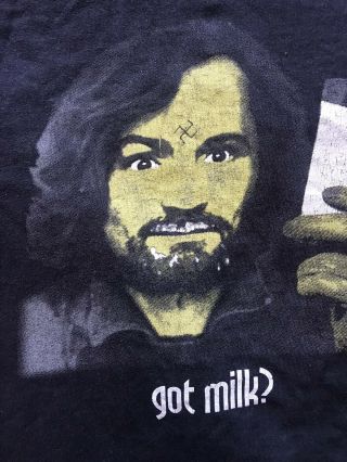 Charles Manson Vintage Xl Tee Shirt Ultra Rare Got Milk? Wow