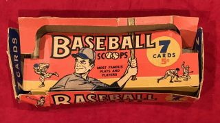 Vintage 1961 Nu - Cards Baseball Scoops 5 - Cent Display Box Early Old Antique