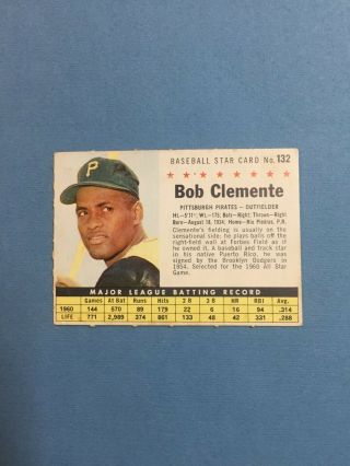 Sweet 1961 Post 132 Baseball Card Roberto Clemente Pittsburgh Pirates