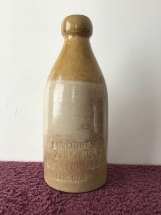 1890s Antique Sunlight Aerated Water Company Lincoln Stone Ginger Beer Bottle