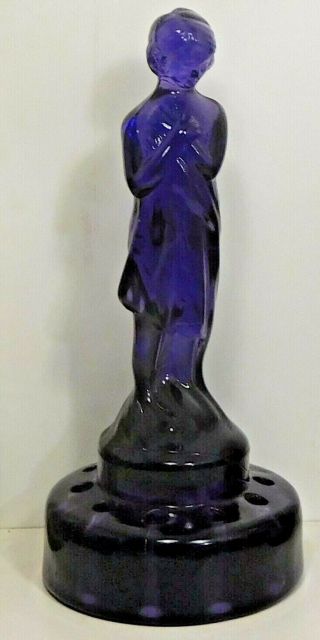 Antique 8 3/4 " Purple - Amethyst - Cambridge Glass Draped Nude Lady Flower Frog