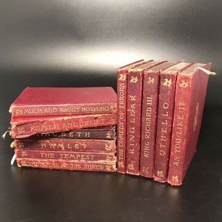 The Temple Shakespeare Jm Dent,  1912,  11 Volumes,  Antique Red Leather Book Decor