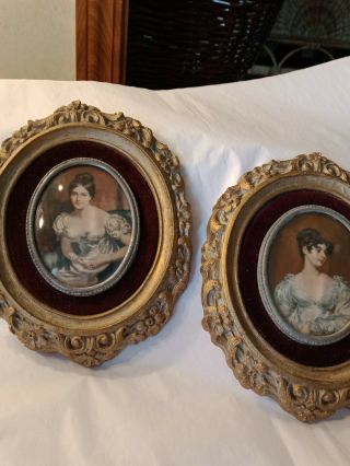 Set Of 2 Vintage Cameo Creations Gold Ornate Framed Pictures Wall Hangings Decor