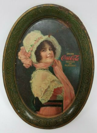 Antique Vtg 1914 Coca - Cola Betty Litho Tip Tray Passaic Metal Ware Nj