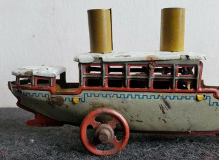 German Penny Toy,  Steamship or Steam Liner,  Antique tin boat 2