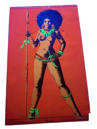 Vintage 1970 War Queen Sexy Naked War Princess Blacklight Poster Rare