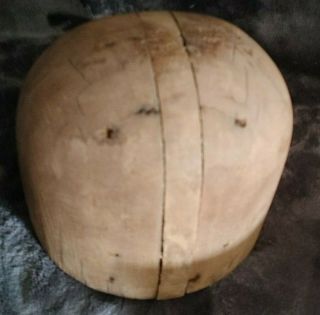 Old Millinery Wood Hat / Cap Block Mold Form Size 6 7/8
