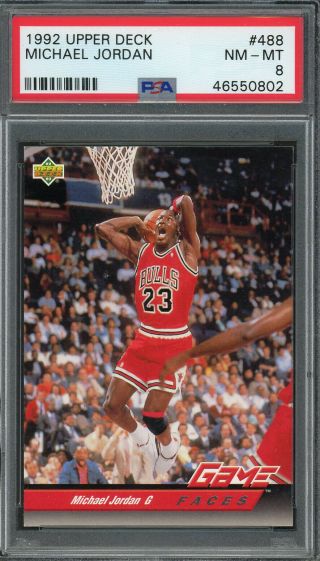 Michael Jordan Chicago Bulls 1992 Upper Deck Basketball Card 488 Graded Psa 8