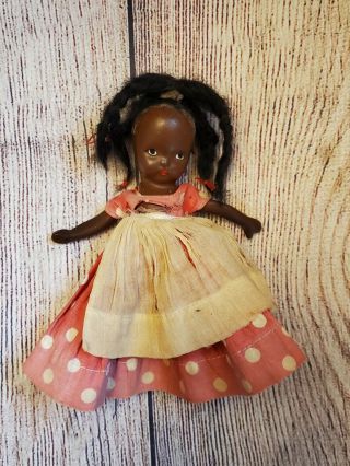 Topsy Story Book Black American Doll Vintage Nancy Ann Bisque Polka Dot Dress