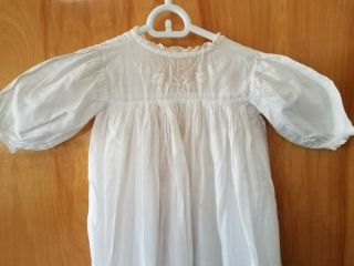 Antique Baby Christening Dress White Cotton For Life Size Doll