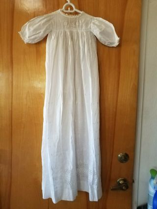 Antique baby Christening dress white cotton for life size doll 2