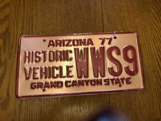 Antique Vintage 1977 Arizona Historic Vehicle Collectible License Plate