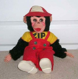 Vintage Rushton Zippy Zip Howdy Doody 15 " Stuffed Plush Monkey Rubber Face
