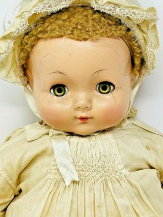 Vintage 24 " Effanbee Composition Sweetie Pie Doll Caracul Wig Cries Flirty Eyes