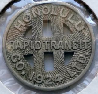 1924 Honolulu Rapid Transit Co.  Ltd.  • One Full Fare Token