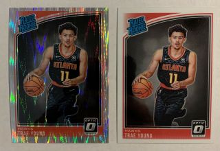 2018 - 19 Panini Optic Trae Young & Optic Shock Prizm Rated Rookie Card 198
