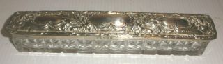 Antique 1904 English Sterling Silver Crystal Dresser Box Cufflinks Aw Pennington