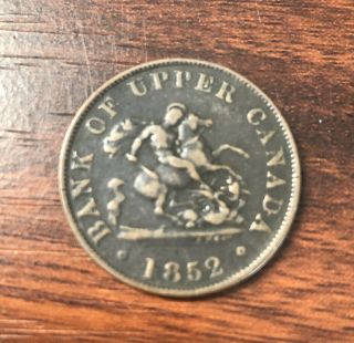 1852 Bank Of Upper Canada One Half 1/2 Penny Token