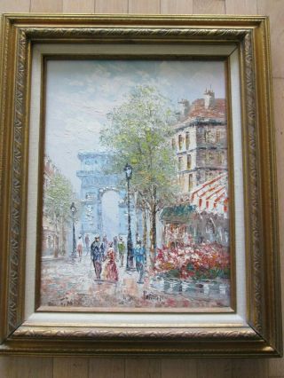 Vintage Framed Signed Caroline Burnett Oil Painting Paris Street Scene