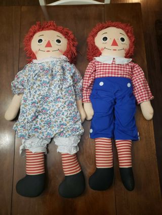 Vintage Large Knickerbocker Raggedy Ann & Andy Dolls - 31 "