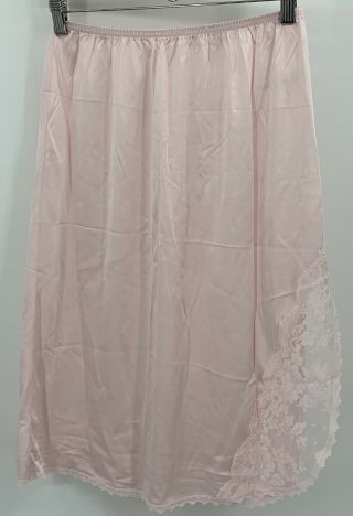 Vintage Body Lites Jc Penney Silky Nylon & Lace Half Slip Medium Blush Pink 25”