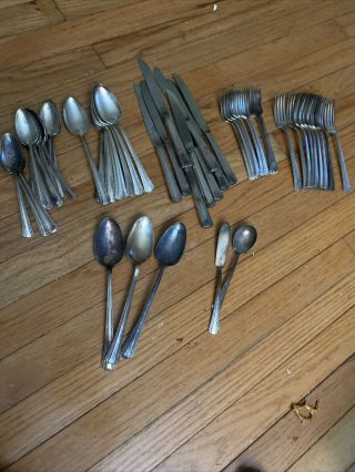59 Pc Vtg Rogers Deluxe Plate Gracious Silver Flatware Set Of 9