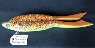 Hand Carved Painted & Signed 12” Spotted Frog Decoy By Artist Karl Johnson