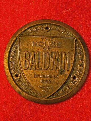 Nm2) Vintage The House Of Baldwin Piano Medal Token Sign Emblem