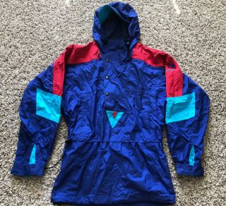 Vintage North Face Extreme Hooded Jacket 80s Color Block Pullover Usa Vtg Euc
