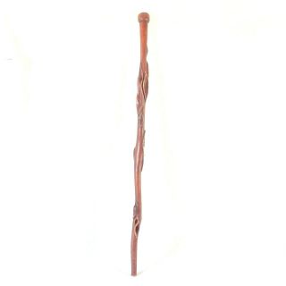 Antique Hand Carved Wood Walking Stick Cane Dimensional Petals Folk Art 33 5/8 " L