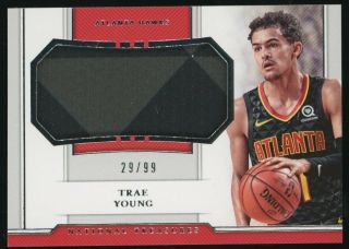 2018 - 19 Panini National Treasures Trae Young Hawks Rc Rookie Jersey 29/99